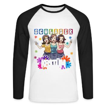 Das Ist Mein Schlager Kostüm - Unisex Baseballshirt langarm - Weiß/Schwarz - Vorne - Nik (191cm)