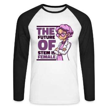 The Future Of STEM Is Female Empowering Women - Unisex Long Sleeve Baseball T-Shirt - white/black - Front - Nik (191cm)