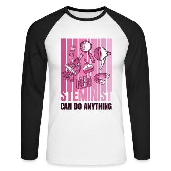 Steminist Can Do Anything STEM Scientist Steminist - Unisex Long Sleeve Baseball T-Shirt - white/black - Front - Nik (191cm)