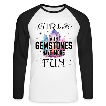 Funny Gemstone Chakra Healer Spiritual - Unisex Long Sleeve Baseball T-Shirt - white/black - Front - Nik (191cm)