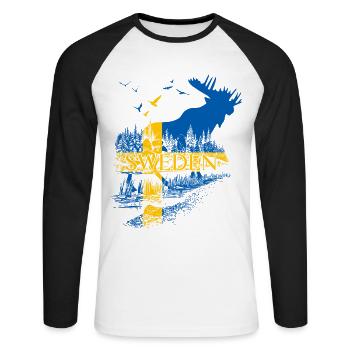SUÈDE ORIGNAL DRAPEAU SUÉDOIS - T-shirt baseball manches longues Homme - blanc/noir - Devant - Nik (191cm)