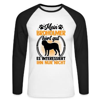 Mon Broholmer entend bien Broholmer - T-shirt baseball manches longues Homme - blanc/noir - Devant - Nik (191cm)