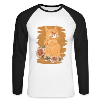 Miezekatze Kätzchen Hauskatze Katzenliebhaber - Unisex Baseballshirt langarm - Weiß/Schwarz - Vorne - Nik (191cm)