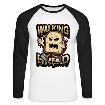 Walking Bread, drôle de costume d’Halloween - T-shirt baseball manches longues Homme - blanc/noir - Devant - Nik (191cm)