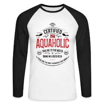 Aquaholic Tauchen Geschenk - Unisex Baseballshirt langarm - Weiß/Schwarz - Vorne - Nik (191cm)