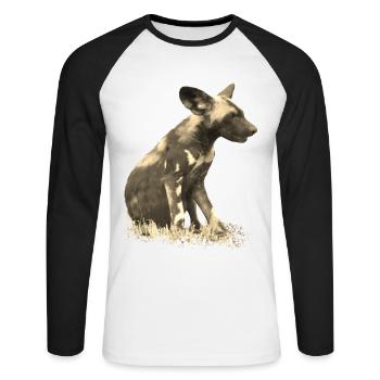 Wild dog in cuttlefish - Dog - Wild animal - Africa - Unisex Long Sleeve Baseball T-Shirt - white/black - Front - Nik (191cm)