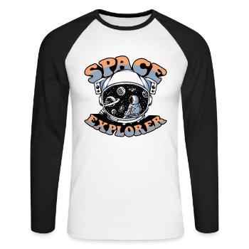 Space Explorer Kosmonaut Raumschiff Taikonaut - Unisex Baseballshirt langarm - Weiß/Schwarz - Vorne - Nik (191cm)