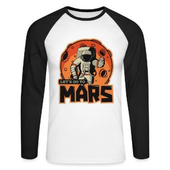 Allons sur Mars Taikonaut Cosmonaut Spaceship - T-shirt baseball manches longues Homme - blanc/noir - Devant - Nik (191cm)