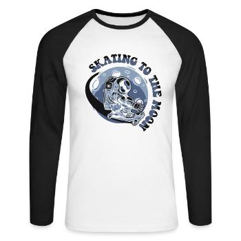Skating To The Moon Cosmonaut Spaceship - Unisex Long Sleeve Baseball T-Shirt - white/black - Front - Nik (191cm)