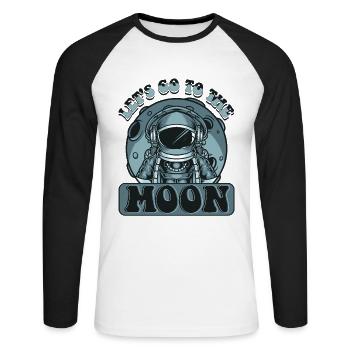 Let's Go To The Moon Taikonaut Kosmonaut Astronaut - Unisex Baseballshirt langarm - Weiß/Schwarz - Vorne - Nik (191cm)