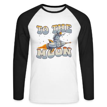Vers la Lune Vaisseau spatial Taikonaut Cosmonaute - T-shirt baseball manches longues Homme - blanc/noir - Devant - Nik (191cm)