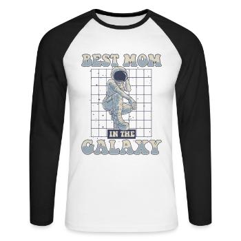 Best Mom In The Galaxy Spaceship Taikonaut - Unisex Long Sleeve Baseball T-Shirt - white/black - Front - Nik (191cm)