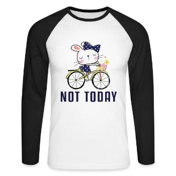Pas aujourd’hui Vélo Cycliste Cycliste Vélo - T-shirt baseball manches longues Homme - blanc/noir - Devant - Nik (191cm)