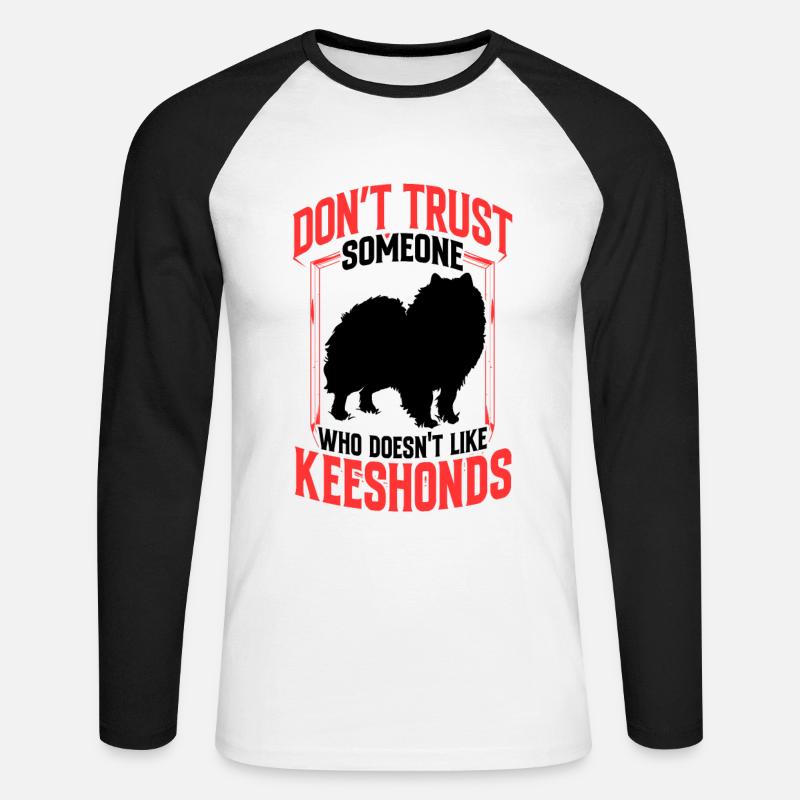 Wolfsspitz nicht vertrauen Deutscher Spitz - Unisex Baseballshirt langarm - Weiß/Schwarz