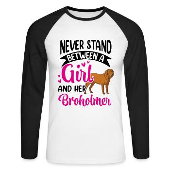 Ne vous mettez jamais entre la fille et Broholmer - T-shirt baseball manches longues Homme - blanc/noir - Devant - Nik (191cm)