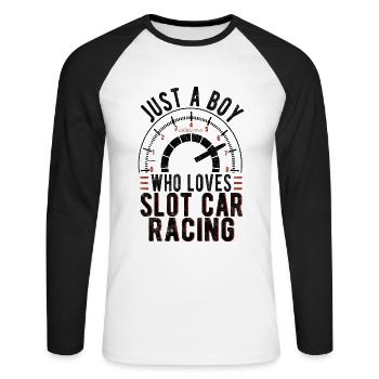 Just A Boy Who Loves Slot Car Racing Lover Gift - Unisex Baseballshirt langarm - Weiß/Schwarz - Vorne - Nik (191cm)
