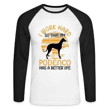Work for my Podenco Ibizan Hound - Unisex Long Sleeve Baseball T-Shirt - white/black - Front - Nik (191cm)