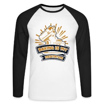 La pâtisserie est ma méditation confiseur Hobby Baker - T-shirt baseball manches longues Homme - blanc/noir - Devant - Nik (191cm)