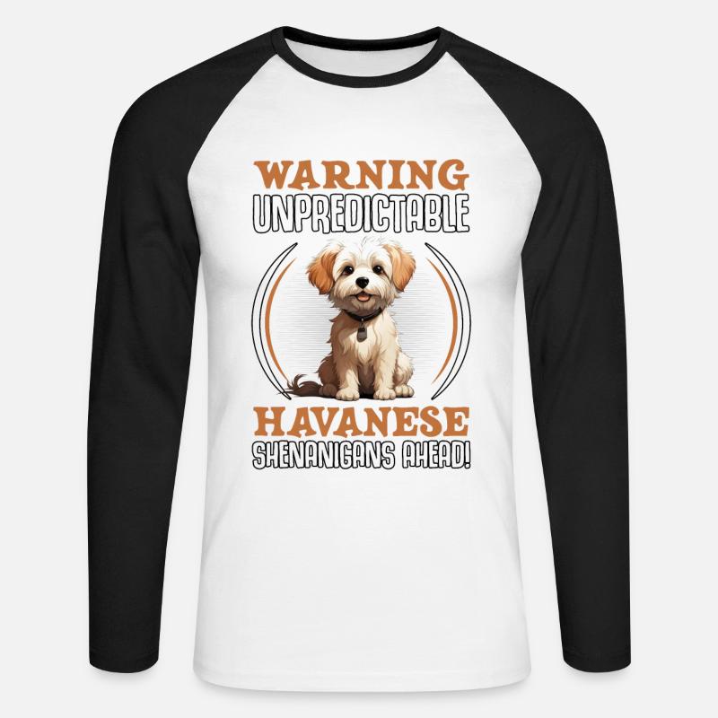 Warning unpredictable Havanese Shenanigans ahead - Unisex Baseballshirt langarm - Weiß/Schwarz