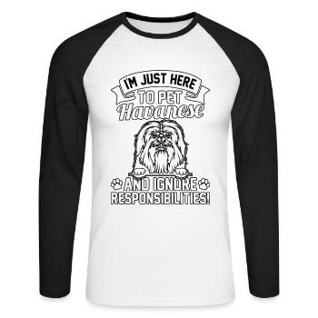 Havaneser Lustiger Spruch - Unisex Baseballshirt langarm - Weiß/Schwarz - Vorne - Nik (191cm)