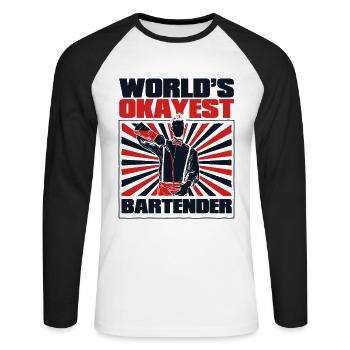 World's Okayest Bartender Mixologist Barmann - Unisex Baseballshirt langarm - Weiß/Schwarz - Vorne - Nik (191cm)