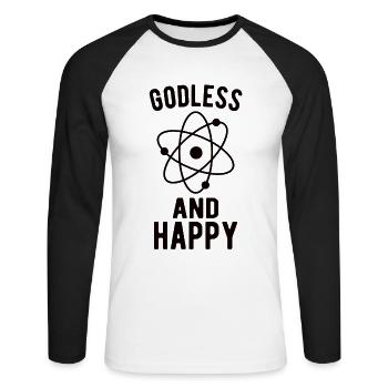 Atheist, Atheism, Anti-religion, Security, - Unisex Long Sleeve Baseball T-Shirt - white/black - Front - Nik (191cm)