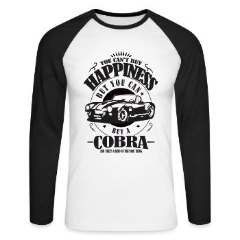 AC Cobra Drôle Dire Cadeau Bonheur Acheter - T-shirt baseball manches longues Homme - blanc/noir - Devant - Nik (191cm)