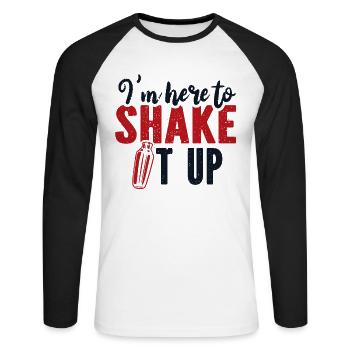 I'm Here To Shake It Up Bartender Mixologist - Unisex Long Sleeve Baseball T-Shirt - white/black - Front - Nik (191cm)