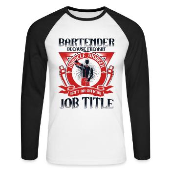 Barman parce que Miracle Worker n’est pas le titre du poste - T-shirt baseball manches longues Homme - blanc/noir - Devant - Nik (191cm)