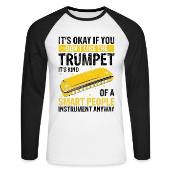 Harmonikaspieler für Munharmonika Spieler - Unisex Baseballshirt langarm - Weiß/Schwarz - Vorne - Nik (191cm)