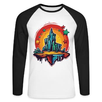 Wonderful mountains and stars - Unisex Long Sleeve Baseball T-Shirt - white/black - Front - Nik (191cm)