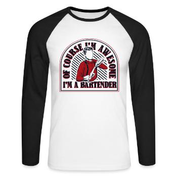 Bien sûr, je suis un barman génial - T-shirt baseball manches longues Homme - blanc/noir - Devant - Nik (191cm)