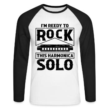 Harmonikaspieler für Munharmonika Spieler - Unisex Baseballshirt langarm - Weiß/Schwarz - Vorne - Nik (191cm)