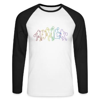 Basketball LGBT Rainbow Basketballer Basketball - Unisex Baseballshirt langarm - Weiß/Schwarz - Vorne - Nik (191cm)