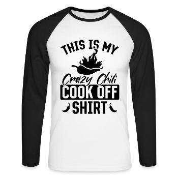C’est ma nourriture de cuisine de cuisine de chili fou - T-shirt baseball manches longues Homme - blanc/noir - Devant - Nik (191cm)