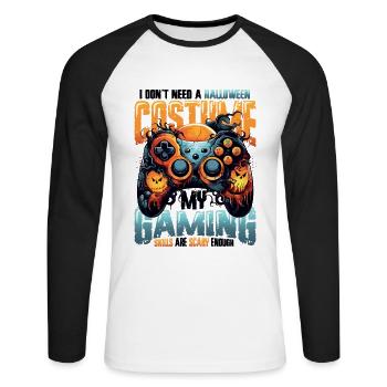 Spooky gaming skills for Halloween - Unisex Long Sleeve Baseball T-Shirt - white/black - Front - Nik (191cm)