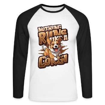 Nothing runs like a corgi - Unisex Long Sleeve Baseball T-Shirt - white/black - Front - Nik (191cm)