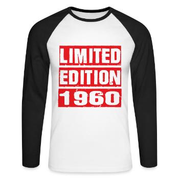 Limited Edition 1960 Birthday 1960 Vintage Retro - Unisex Long Sleeve Baseball T-Shirt - white/black - Front - Nik (191cm)