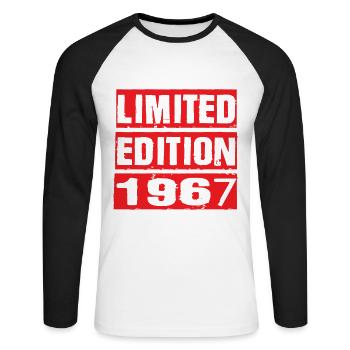 Edition Limitée 1967 Anniversaire 1967 Vintage Rétro - T-shirt baseball manches longues Homme - blanc/noir - Devant - Nik (191cm)