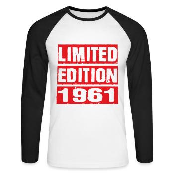 Edition Limitée 1961 Anniversaire 1961 Vintage Rétro - T-shirt baseball manches longues Homme - blanc/noir - Devant - Nik (191cm)