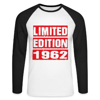 Edition Limitée 1962 Anniversaire 1962 Vintage Rétro - T-shirt baseball manches longues Homme - blanc/noir - Devant - Nik (191cm)