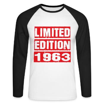 Edition Limitée 1963 Anniversaire 1963 Vintage Rétro - T-shirt baseball manches longues Homme - blanc/noir - Devant - Nik (191cm)
