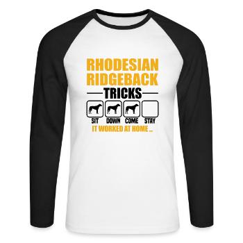 Astuces de Rhodesian Ridgeback - T-shirt baseball manches longues Homme - blanc/noir - Devant - Nik (191cm)