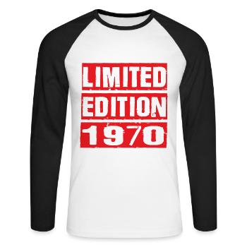 Limited Edition 1970 Birthday 1970 Vintage Retro - Unisex Long Sleeve Baseball T-Shirt - white/black - Front - Nik (191cm)