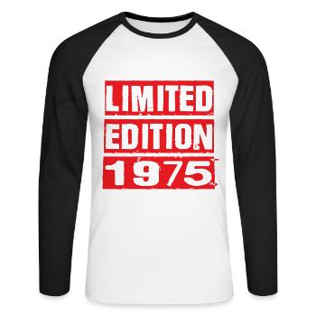 Edition Limitée 1975 Anniversaire 1975 Vintage Rétro - T-shirt baseball manches longues Homme - blanc/noir - Devant - Nik (191cm)