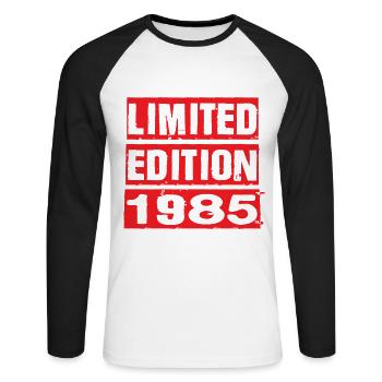 Edition Limitée 1985 Anniversaire 1985 Vintage Rétro - T-shirt baseball manches longues Homme - blanc/noir - Devant - Nik (191cm)