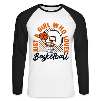 Just A Girl Who Loves Basketball Basketballer - Unisex Baseballshirt langarm - Weiß/Schwarz - Vorne - Nik (191cm)