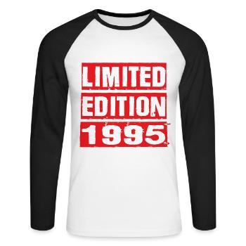 Edition Limitée 1995 Anniversaire 1995 Vintage Rétro - T-shirt baseball manches longues Homme - blanc/noir - Devant - Nik (191cm)