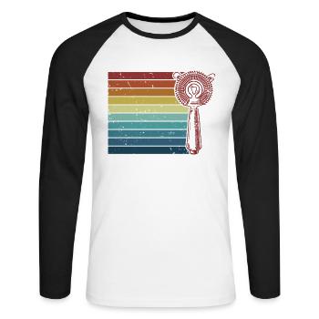 Retro Barmann Bartender Mixologist Bardame - Unisex Baseballshirt langarm - Weiß/Schwarz - Vorne - Nik (191cm)
