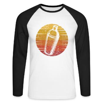 Retro Bartender Mixologist Barmann Bardame - Unisex Baseballshirt langarm - Weiß/Schwarz - Vorne - Nik (191cm)